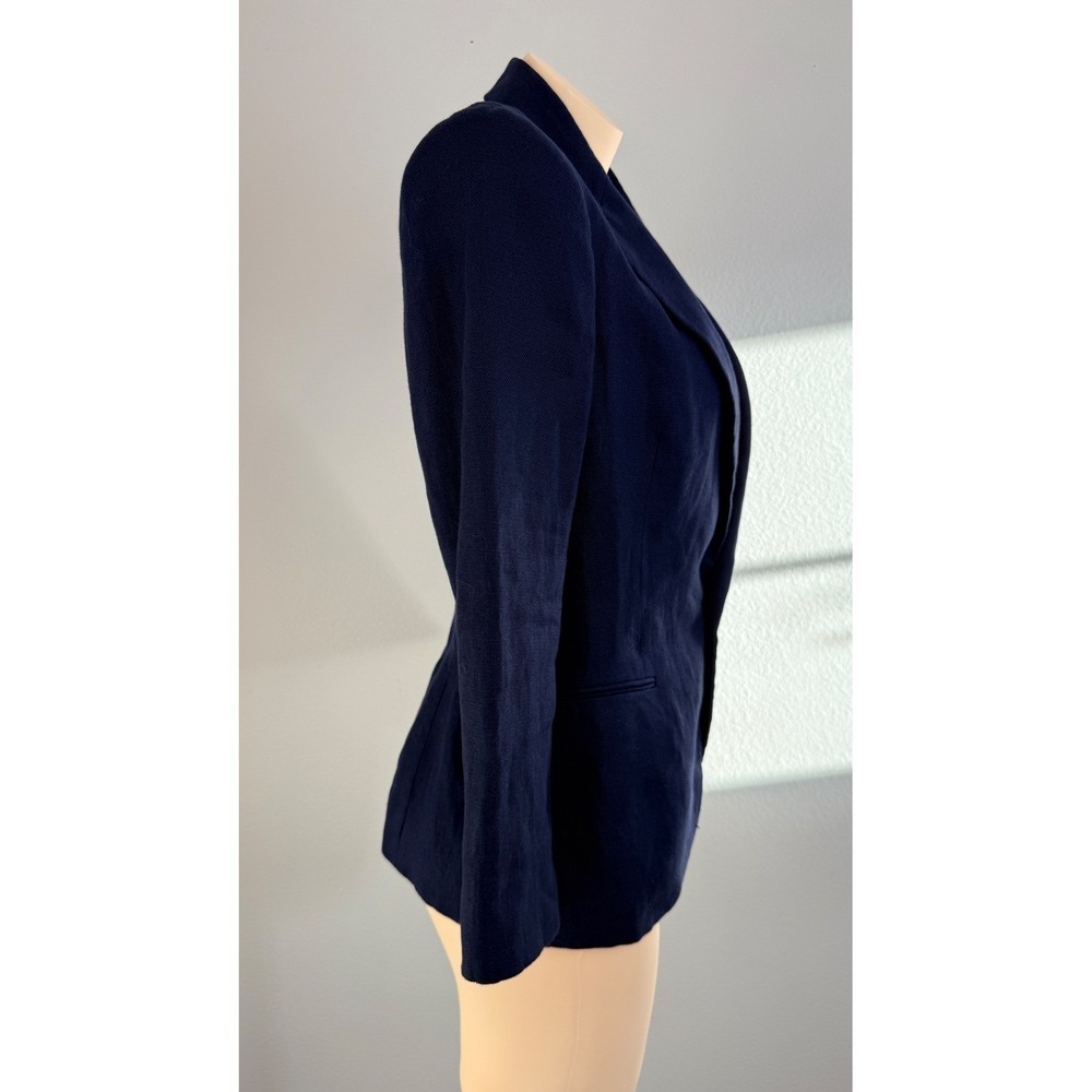 Ralph Lauren Navy Blue 100% Linen Blazer Jacket 10 Made in USA Black Label - Picture 5 of 10